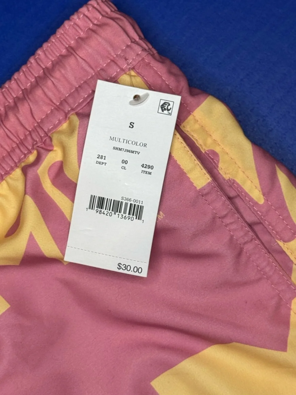 MTV Pink and Cream Logo Pattern Swim Trunks